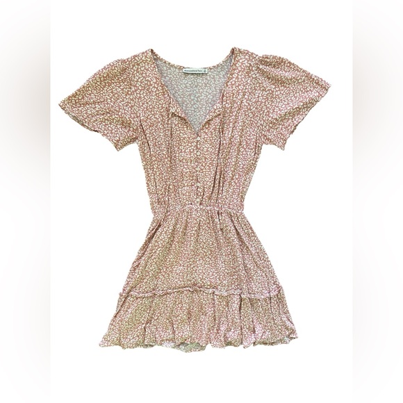 Abercrombie & Fitch Easy Waist Tiered Mini Dress Womens Size XS Flowy Pink - Picture 2 of 6